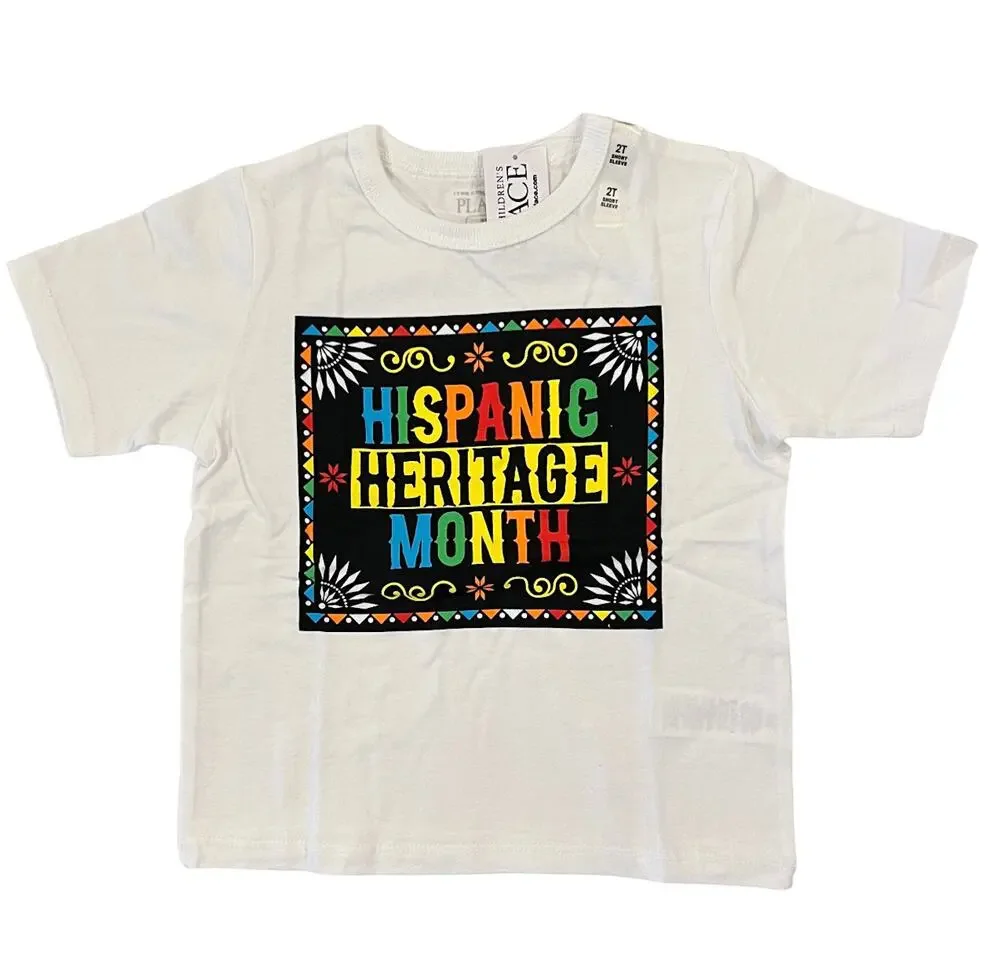 NWT Children's Place Unisex Kids White W/Hispanic Heritage Graphic Tee